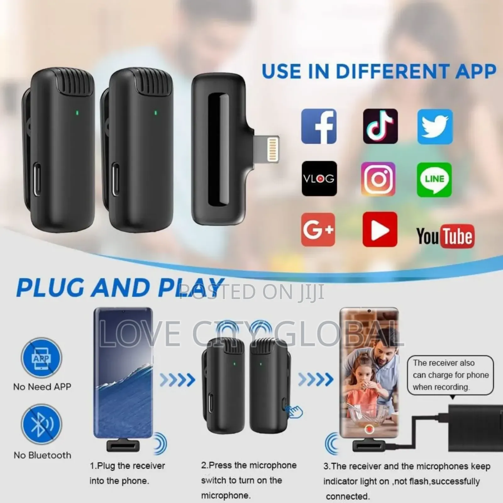 J13 Mic Lavalier Anc Wireless Microphone Plug and Play Charging Case