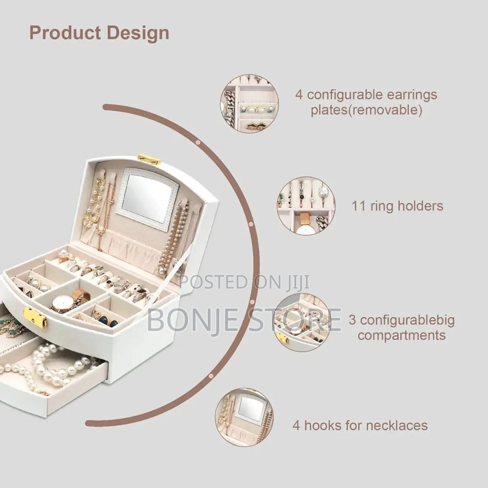 Multi-layer Leather Jewelry Box Good -quality, Large-capacity