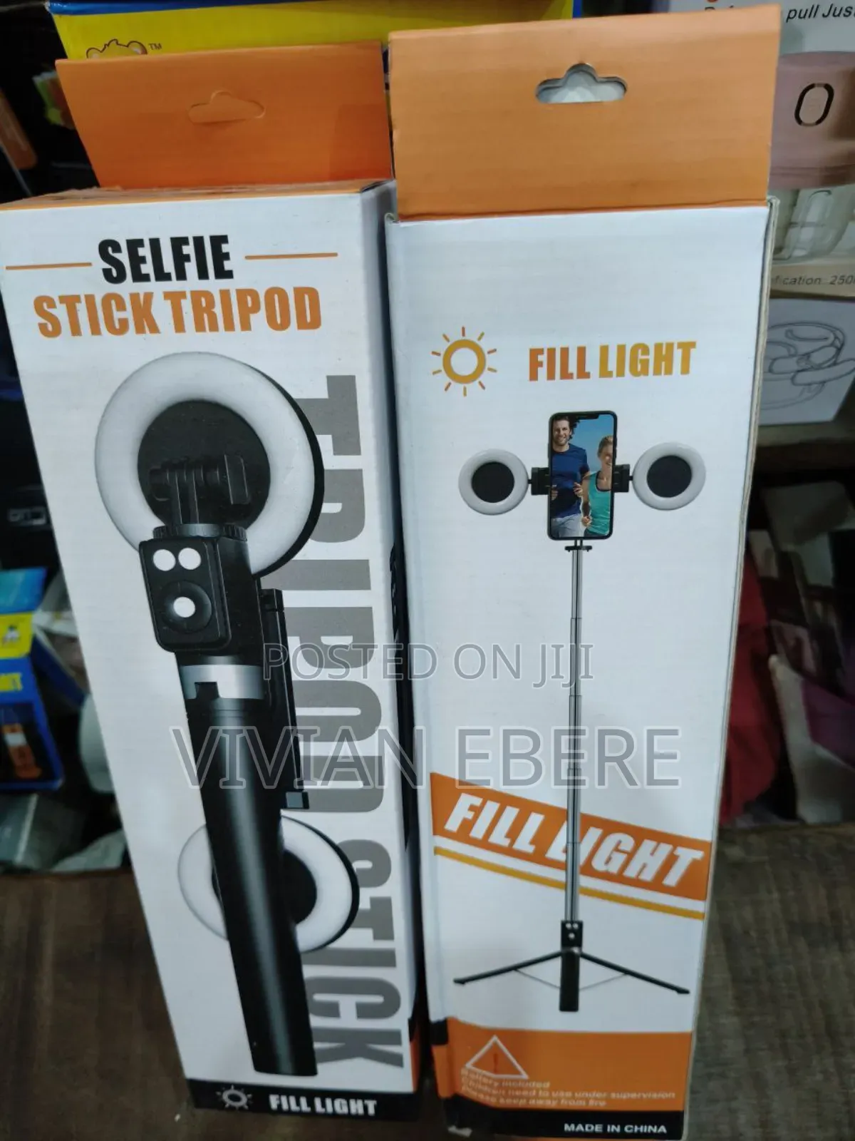 Selfie Stick Tripod With Double Ring Light