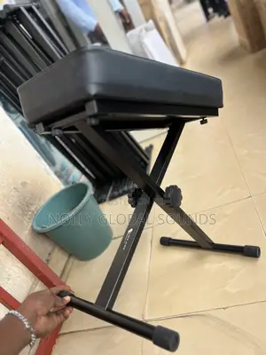 Adjustable Foldable Keyboard Piano Bench (Black Leather Piano Chair)