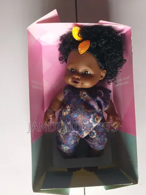 Cute Highly Durable Black Doll With Curly Hair