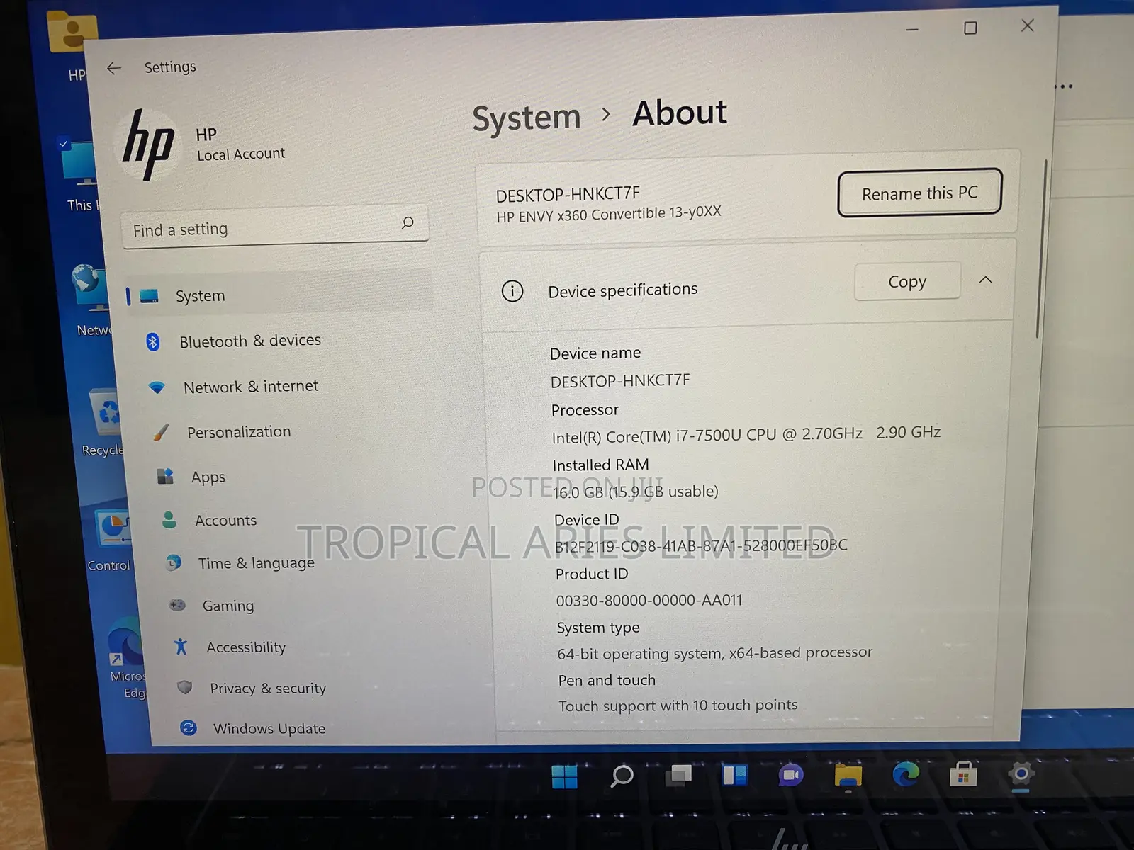 Laptop HP Envy 13 16GB Intel Core I7 SSD 256GB