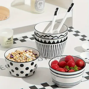 High Quality Set Of Geometric Ceramic Bowls ( 5 Pieces)