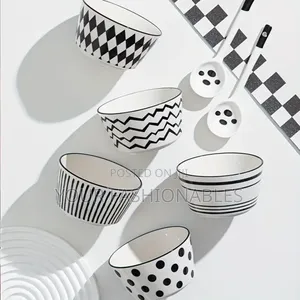 High Quality Set Of Geometric Ceramic Bowls ( 5 Pieces)