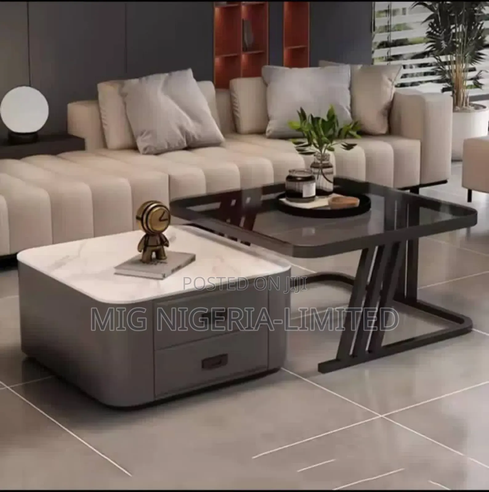 High Quality 2in1 Marble Glass Centre Table Table Top Decorations