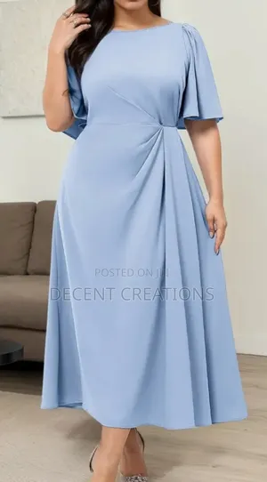 Mid - Year Promo: New Plus Size Sky Blue Flared Gown, Size 1xl.