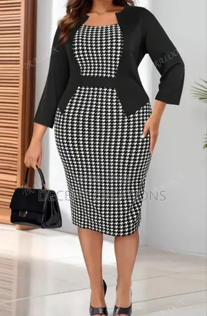 Mid - Year Promo: Black and White Ladies Hounstooth Gown. Size 2xl.