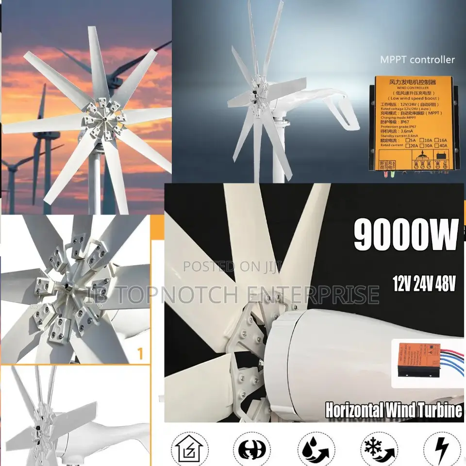 Blackouts? No Problem. Bills? None. Get 9000w 48v Horizontal Turbine
