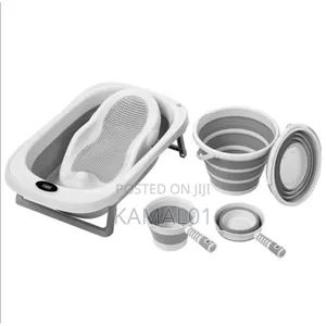 5 in 1 Newborn Toddler Foldable Bathtub With Silicone Baby Bather