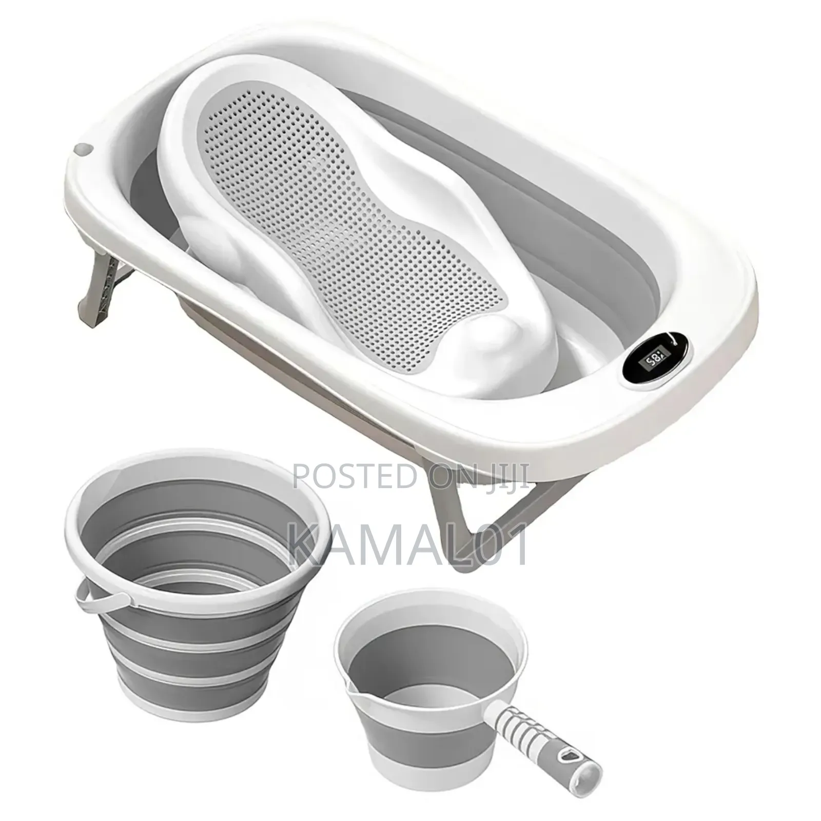 5 in 1 Newborn Toddler Foldable Bathtub With Silicone Baby Bather