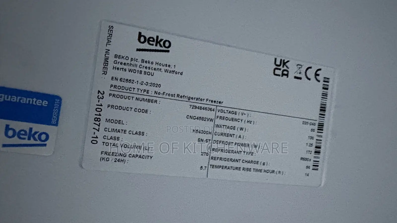 Double Door Beko Freezer With Dispenser