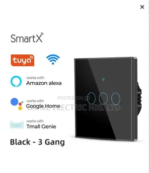 Tuya Wifi + Rf 3 Gang Smart Switch Black