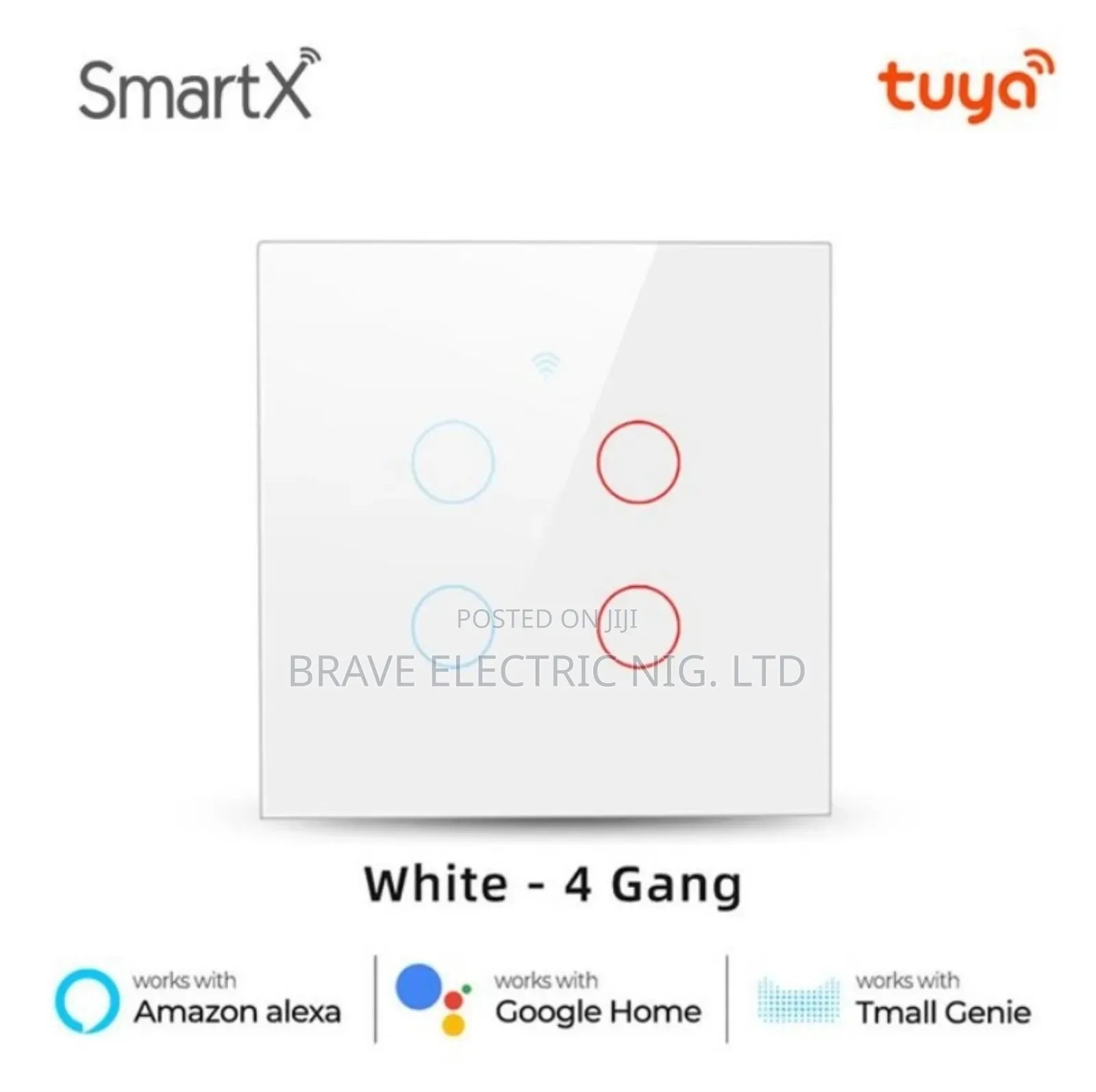 Tuya Wifi + Rf 4 Gang Smart Switch Black