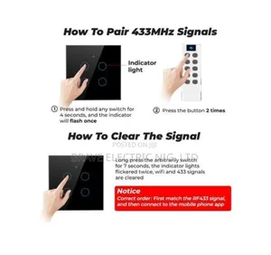 Tuya Wifi + Rf 4 Gang Smart Switch Black