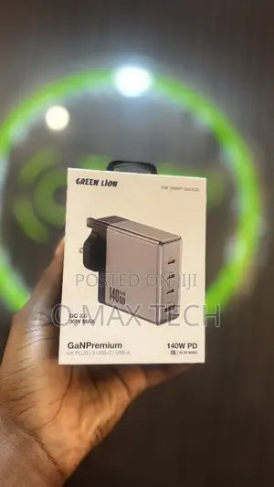 Green Lion Gan Premium Uk Plug Wall Charger 140w - Gray