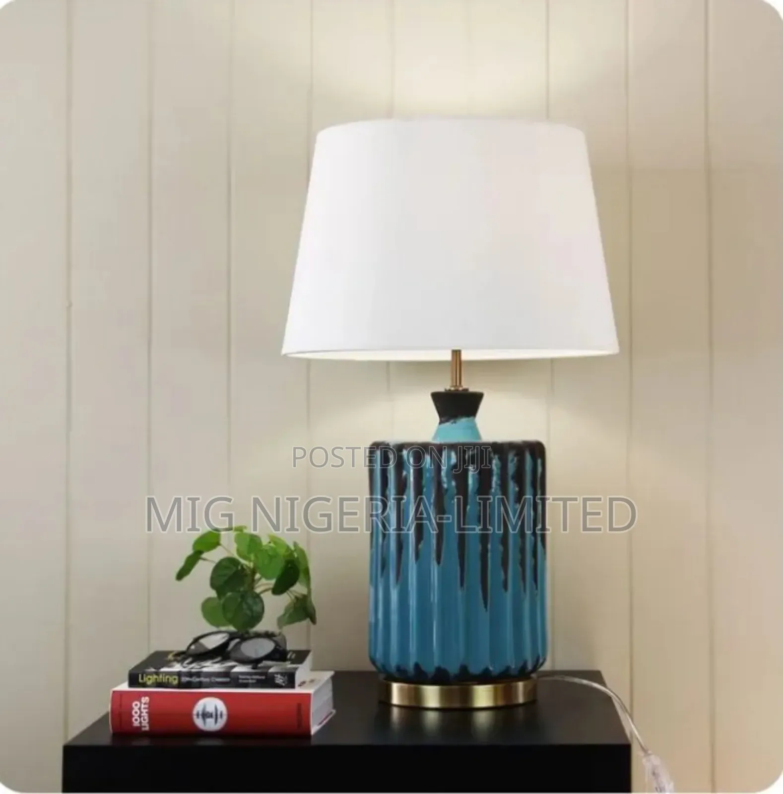 Azure Ceramic Table Lamp Light Decorations Reading Desk Lamp