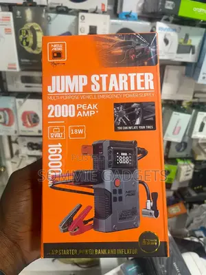 New Age Jump Starter 2000 Peak Amps 16000mah 18w And Tire Air Pump