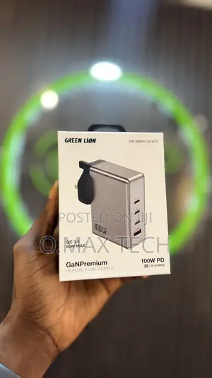 Green Lion Gan Premium Uk Plug Wall Charger 100w - Gray