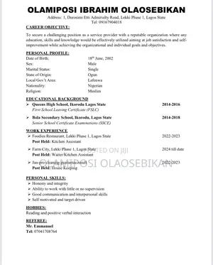 Housekeeping Cleaning CV