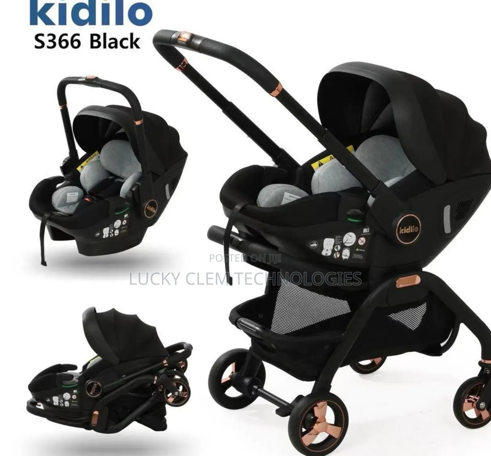 Kidilo 3 in 1 Baby Stroller Car Seat and Carrier Carriage