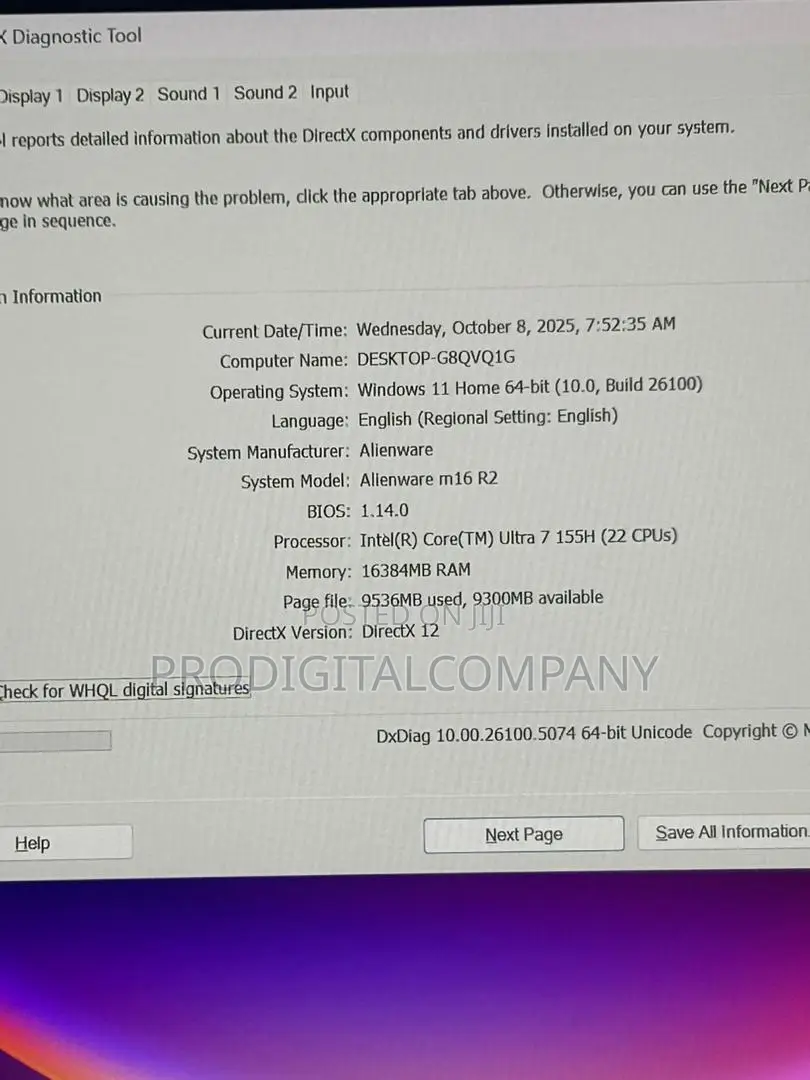 Laptop Dell Alienware M16 R2 16GB Intel Core Ultra 7 SSD 1T