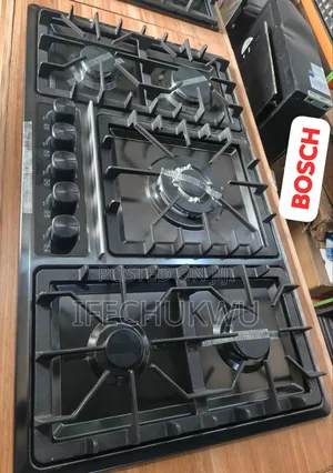 Original German Bosch 5 Burners 90m Inbuilt Stainless Black Gas Cooker