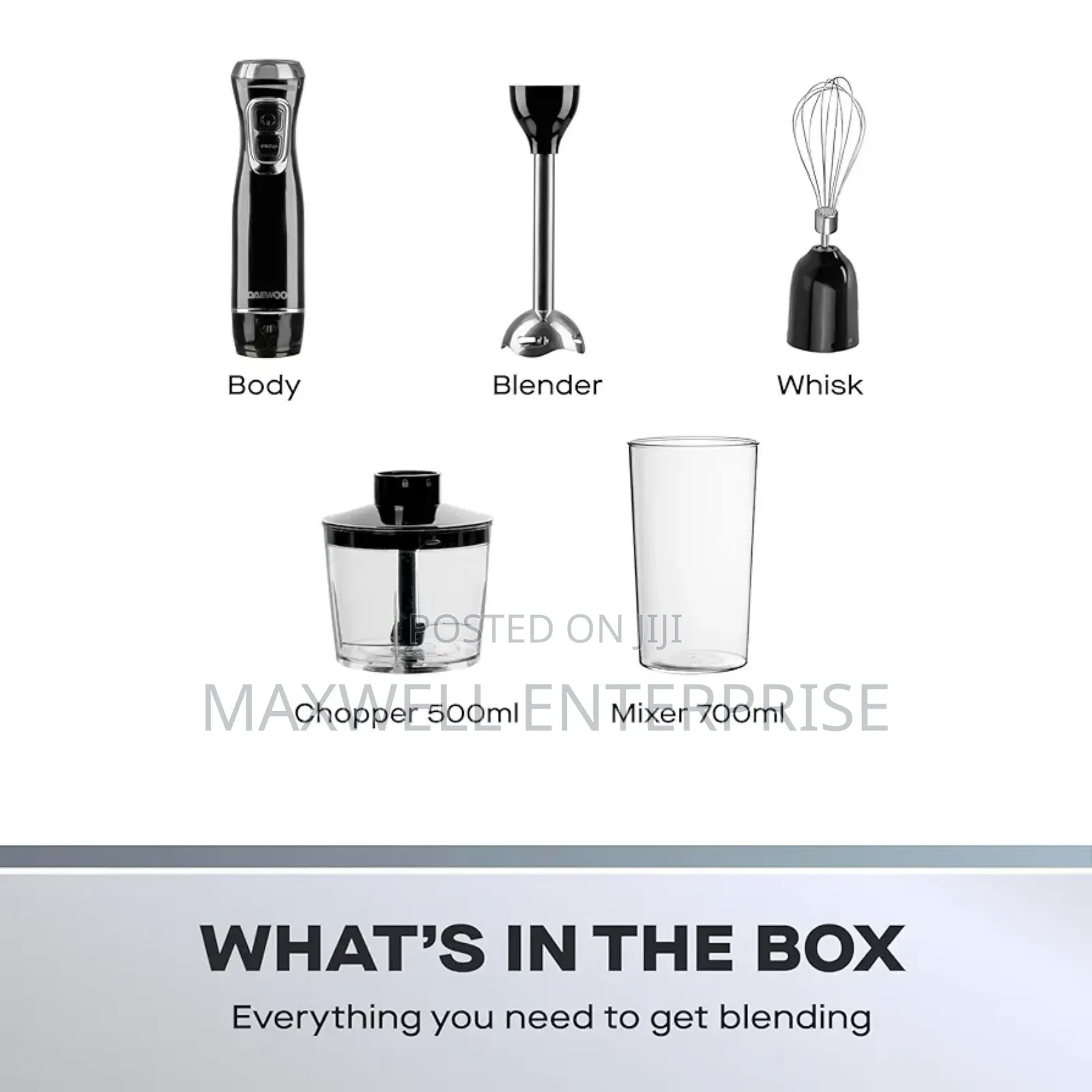 Daewoo 3in1 Hand Blender Set With Whisk, Chopper and Jug