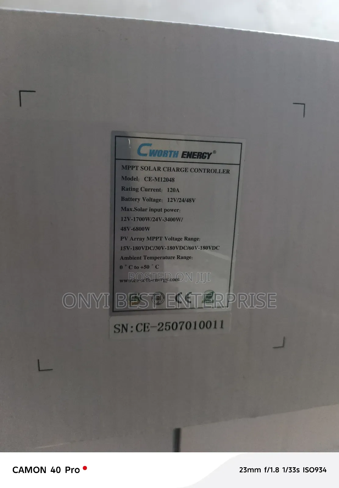 C Worth Energy MPPT Controller 120ah -48v