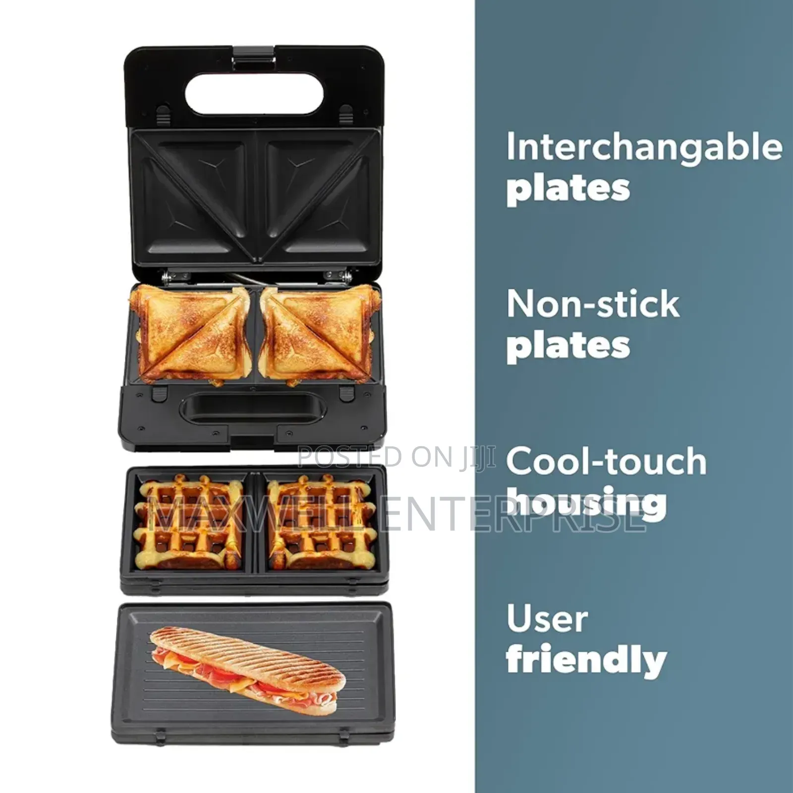 Daewoo 3-in-1 Snack Maker, Sandwich, Waffle Panini Press