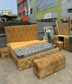Impressively Crafted Full Set of Upholstery 6 by 6 Padded HDF Bedframe