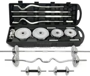 55kg Adjustable Chrome Dumbbell and Barbell Set