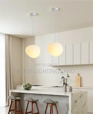 Nordic Minimalist Milky White Spherical Pebble Pendant Lamp