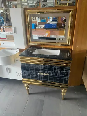 Black and Gold 80cm Dinning Cabinet Basin