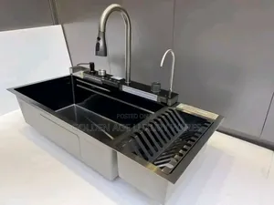 2 Button Kitchen Sink With Faucet and Drainer