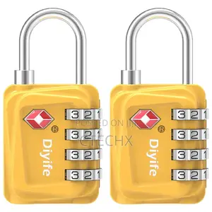 [2 Packs] Diyife 4-Digit Security Padlock (Yellow)