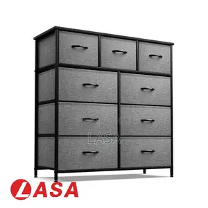 9-tier Dark Grey Fabric Cabinet