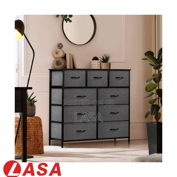 9-tier Dark Grey Fabric Cabinet