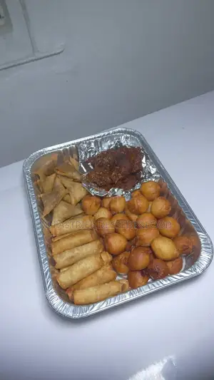 Small Chops Party Pack – Samosa, Spring Roll, Puff-Puff Chicken