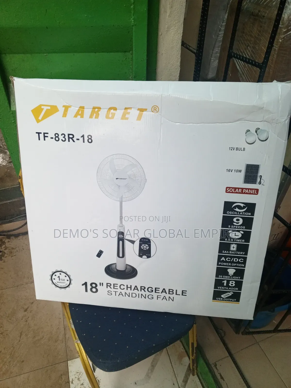 Solar Rechargeable Standing Fan