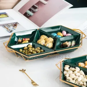 Luxury Ceramic Prismatic Serving Tray ( 5 PCS Compartment) Snacks Bowl