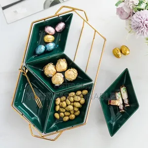 Luxury Ceramic Prismatic Serving Tray ( 5 PCS Compartment) Snacks Bowl