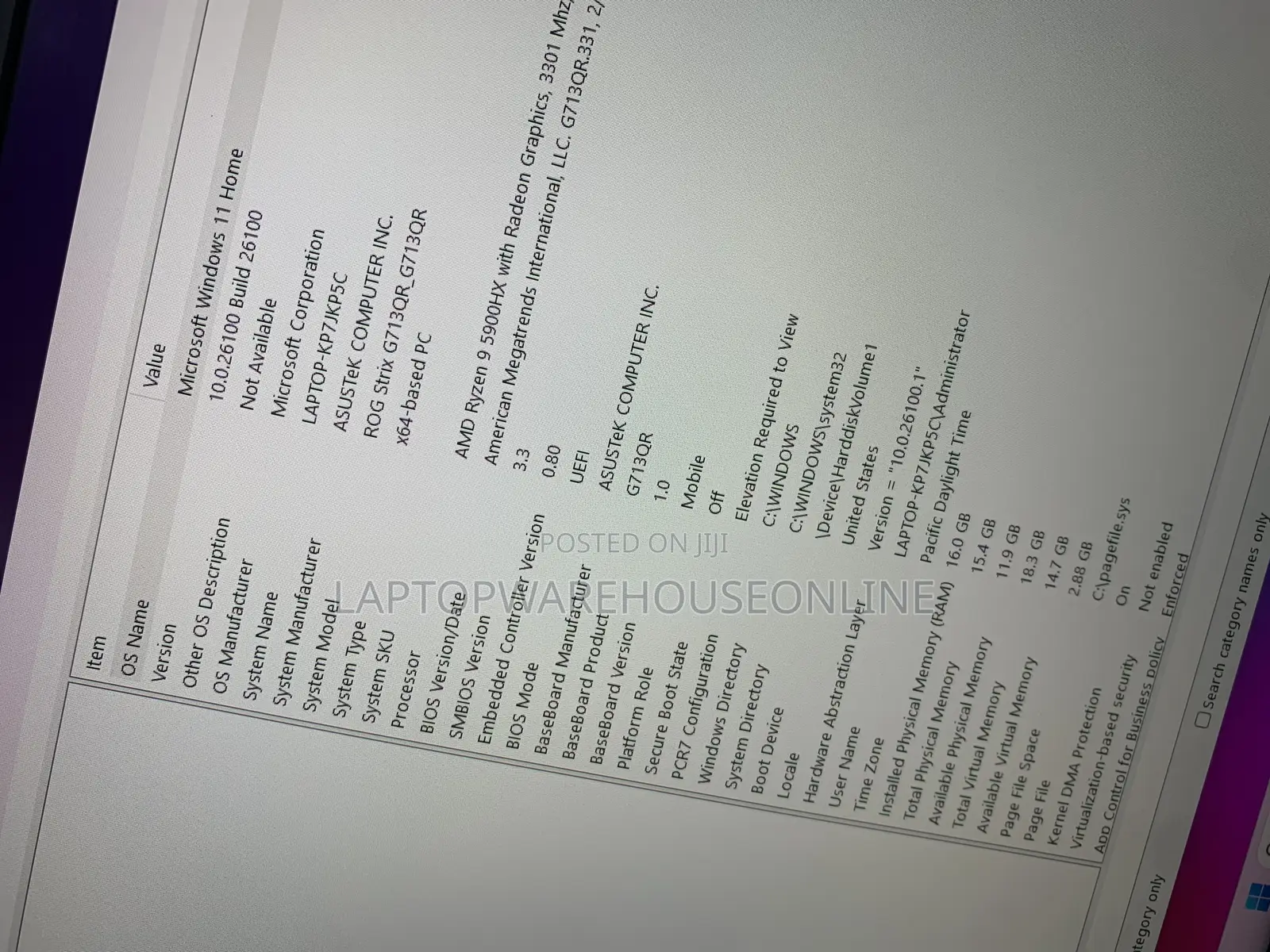 Laptop Asus ROG Strix G17 16GB AMD Ryzen 9 SSD 1T