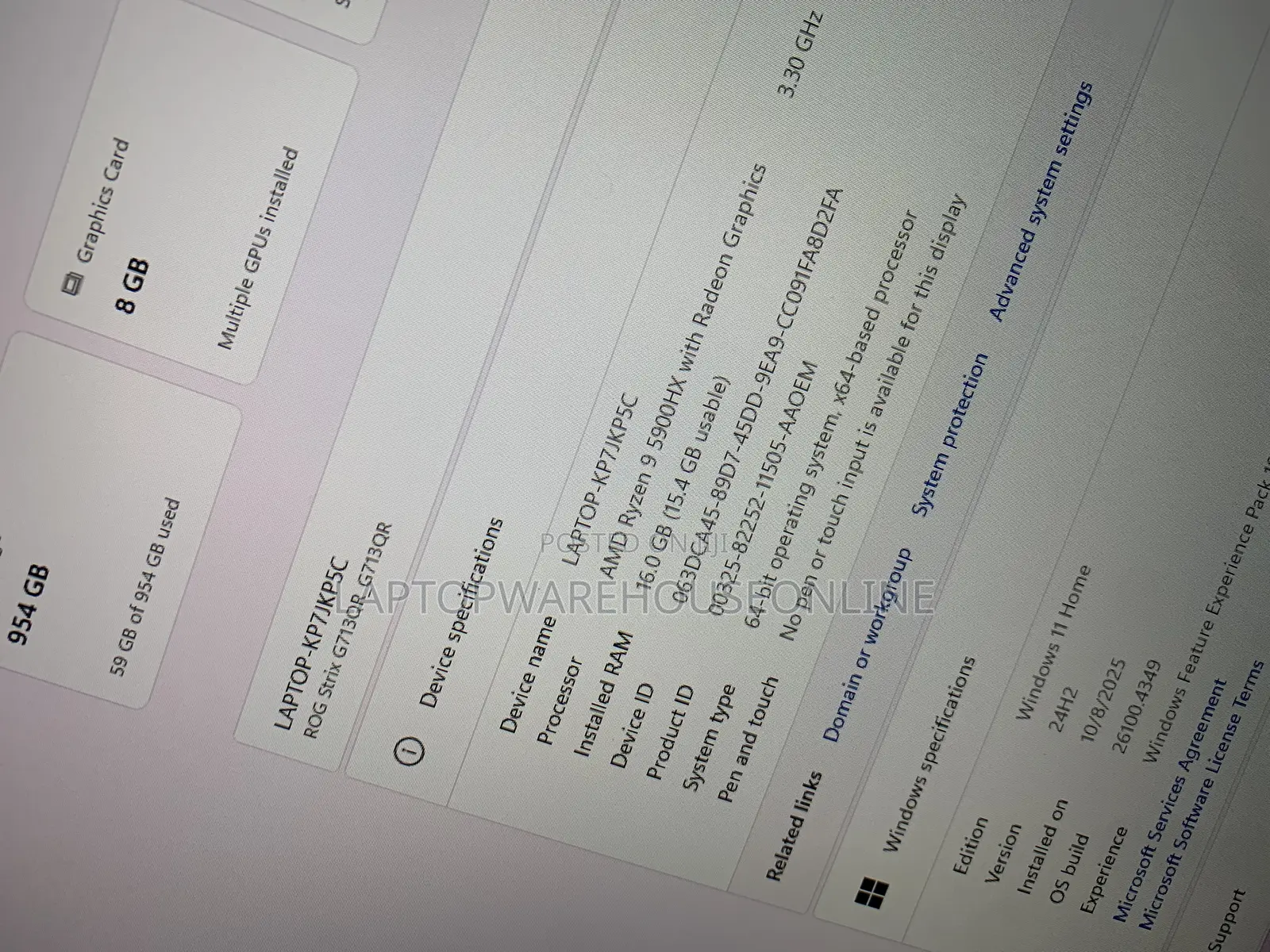 Laptop Asus ROG Strix G17 16GB AMD Ryzen 9 SSD 1T