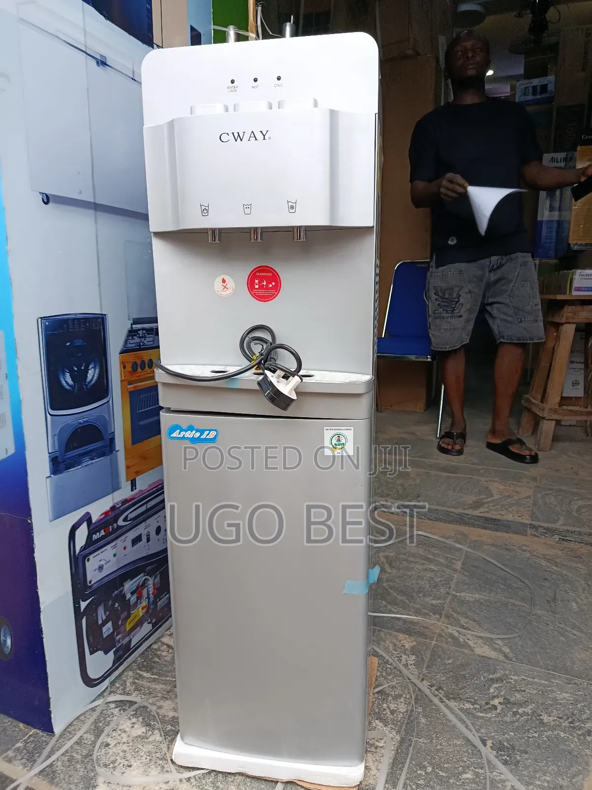 Cway Dispenser Hot Cold Water and Fridge With Bottle Inside