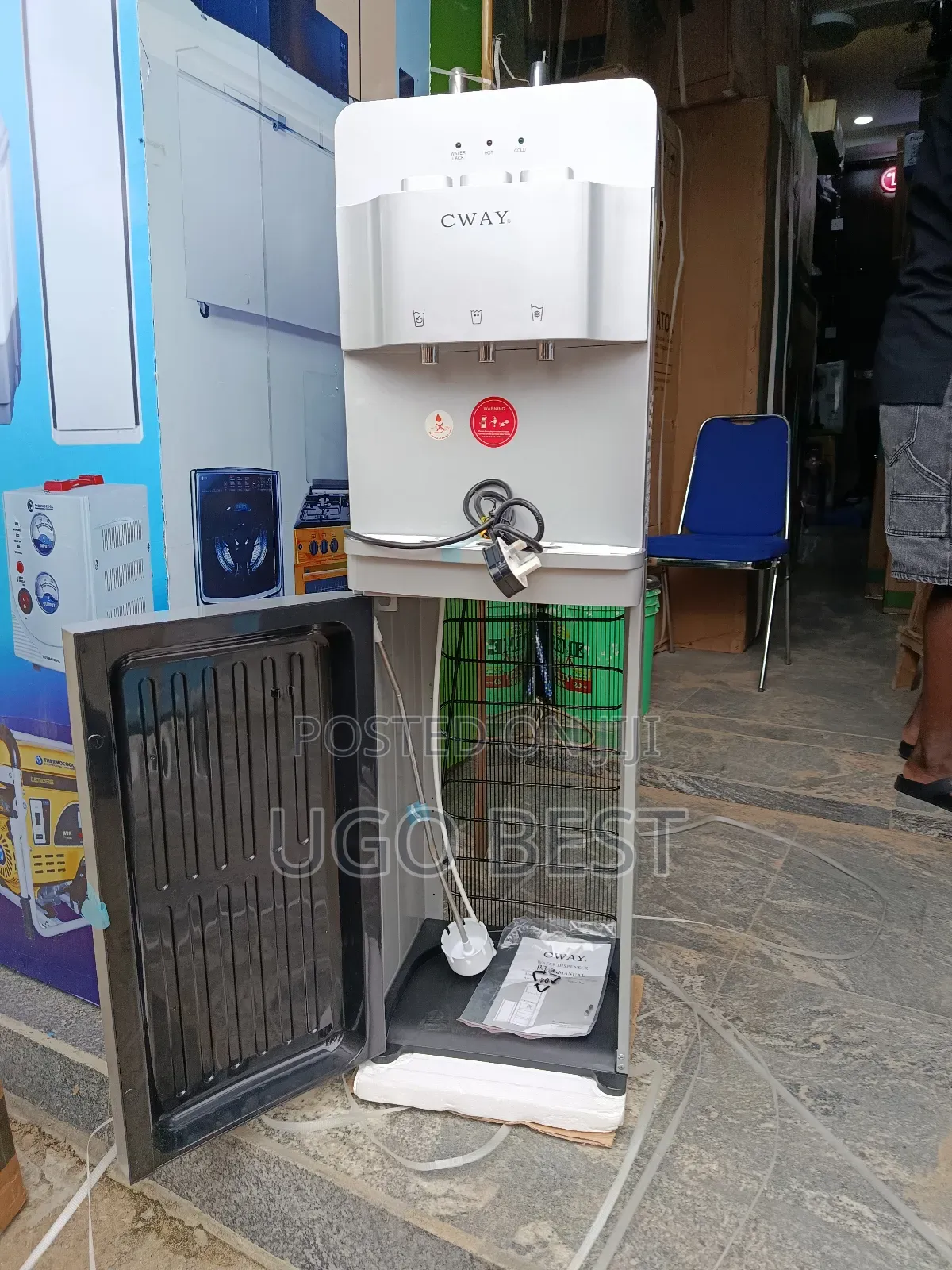 Cway Dispenser Hot Cold Water and Fridge With Bottle Inside
