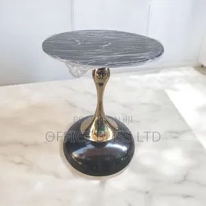 Slate Marble Top Coffee Side Stool Table ( Black Frame Support)