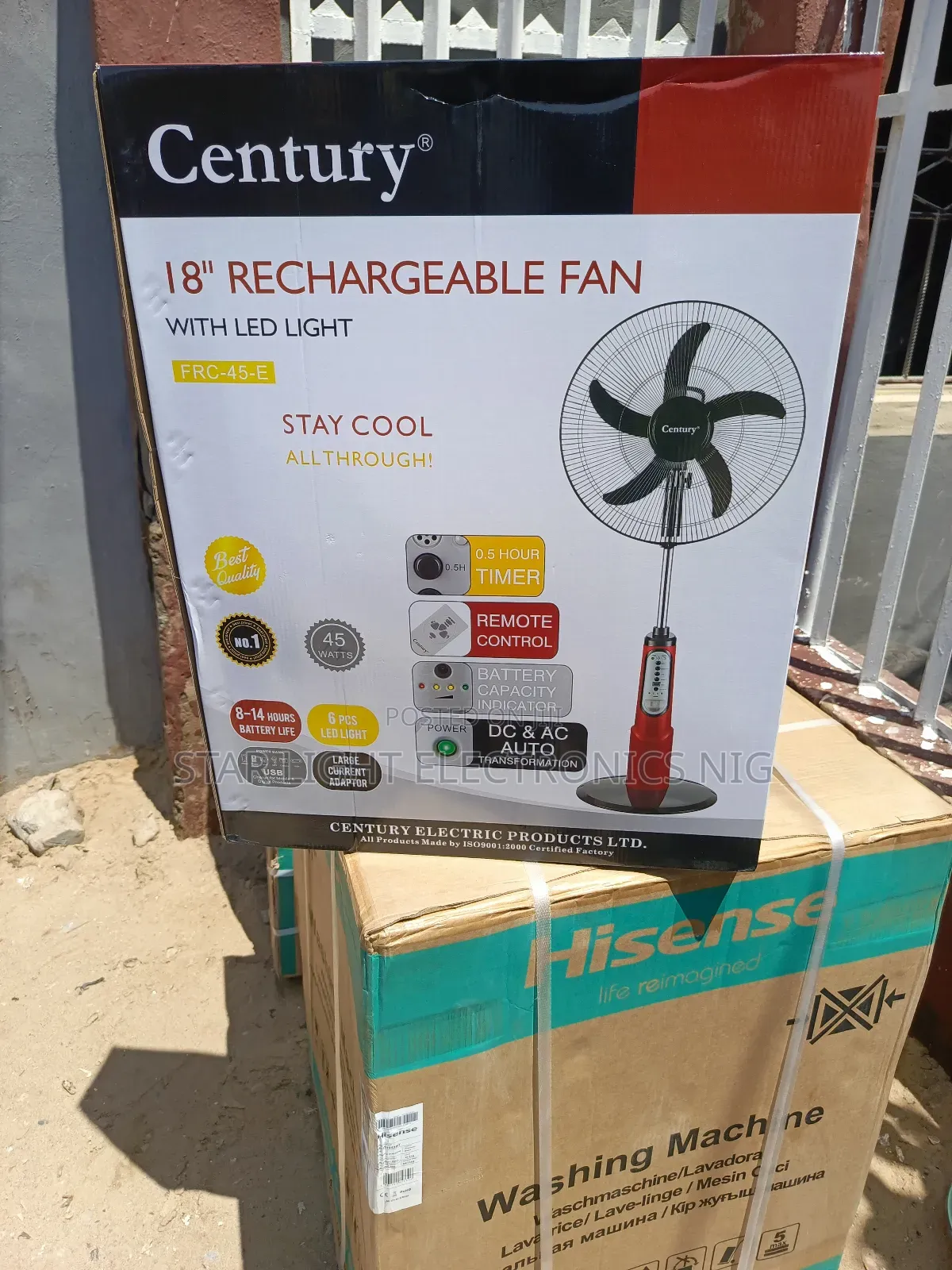 18 Inches Rechargeable Fan Red