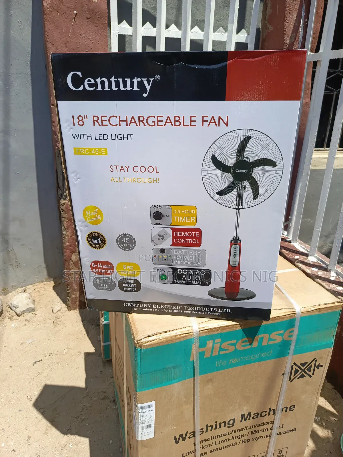 18 Inches Rechargeable Fan Red