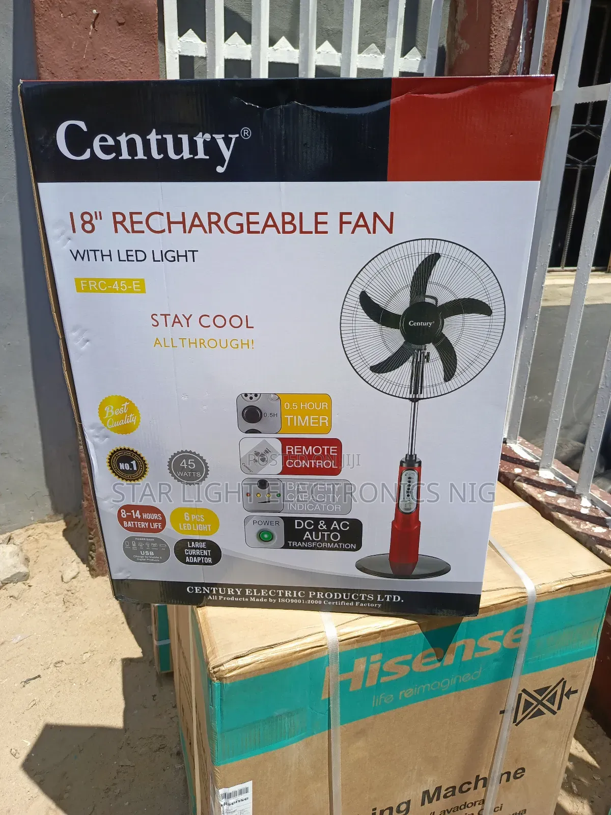 18 Inches Rechargeable Fan Red