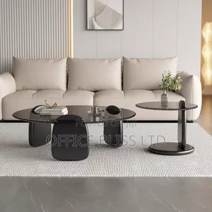 New Modern Design Glass Coffee Center Table With Side Stool